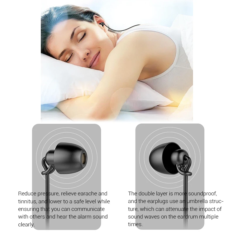 ASMR Earphone Hifi Headset Noise-Cancel Sleeping Earbud Soft Silicone Headset TPE Wire No Ear Pressure Earbuds For Xiaomi Huawei