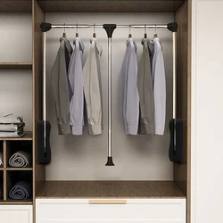 Wardrobe Lifting Clothes Rail Clothes Hanger Damping Buffer Hanger Wardrobe Multifunctional Hardware Rod Load-bearing 12kg