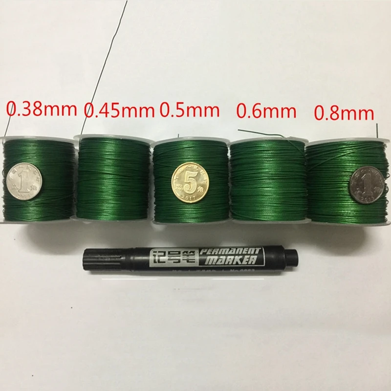 Green 304 stainless steel covered rubber wire rope collar fishing line jewelry line soft plastic coated steel cable 0.38mm-2.0mm