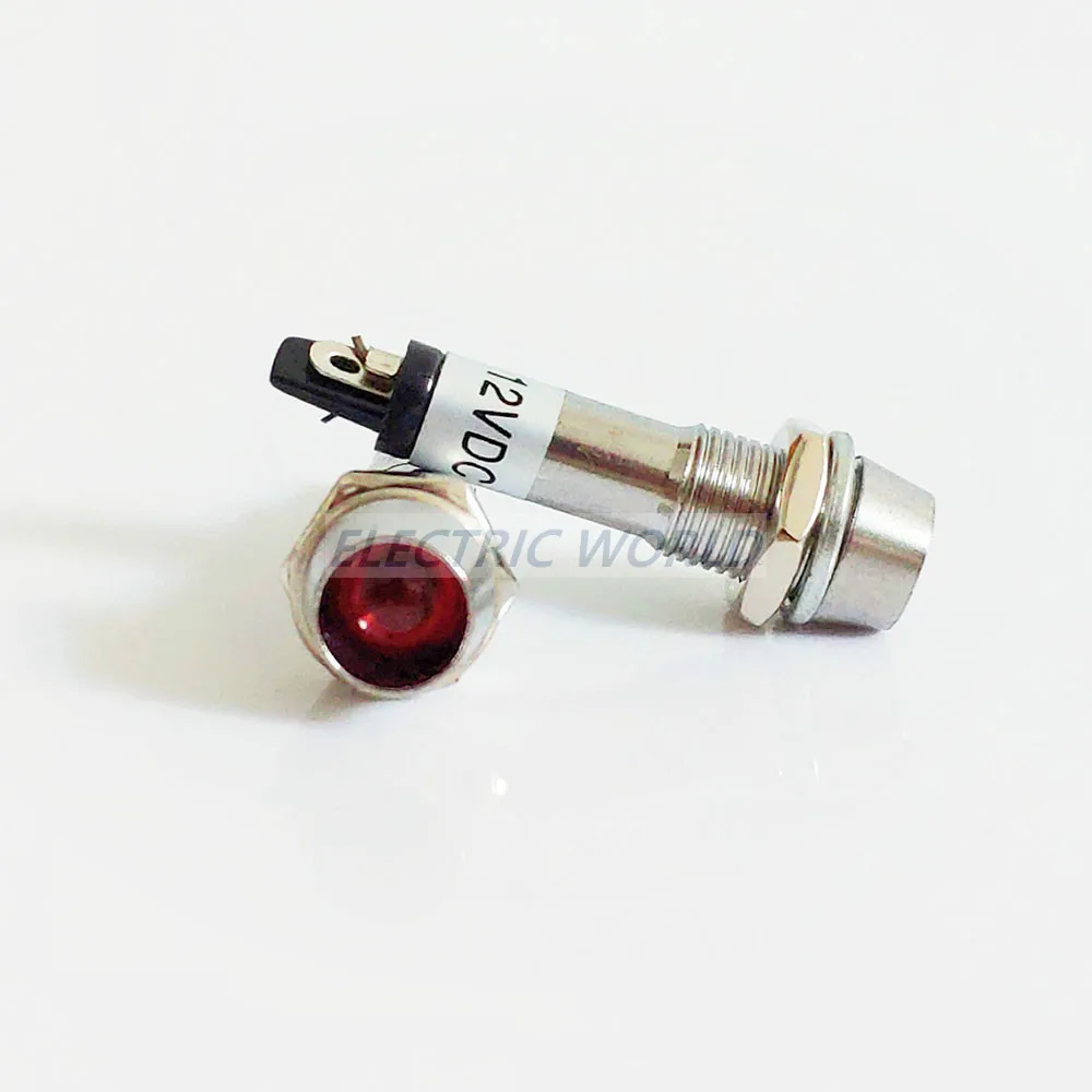 8mm metal Indicator lights no wire 12V 24V 220v power signal lamp LED indication waterproof Signal lamp mini indicator light