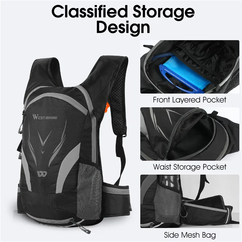 WEST BIKING Bike Bags Portable Waterproof Backpack 10L Cycling Water Bag Outdoor Sport Climbing Hiking Pouch Hydration Backpack