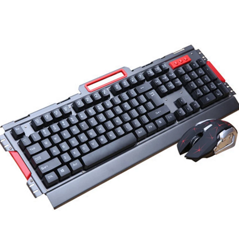 Hk50 teclado sem fio e mouse conjunto botão flutuante teclado de metal para casa teclado de jogos