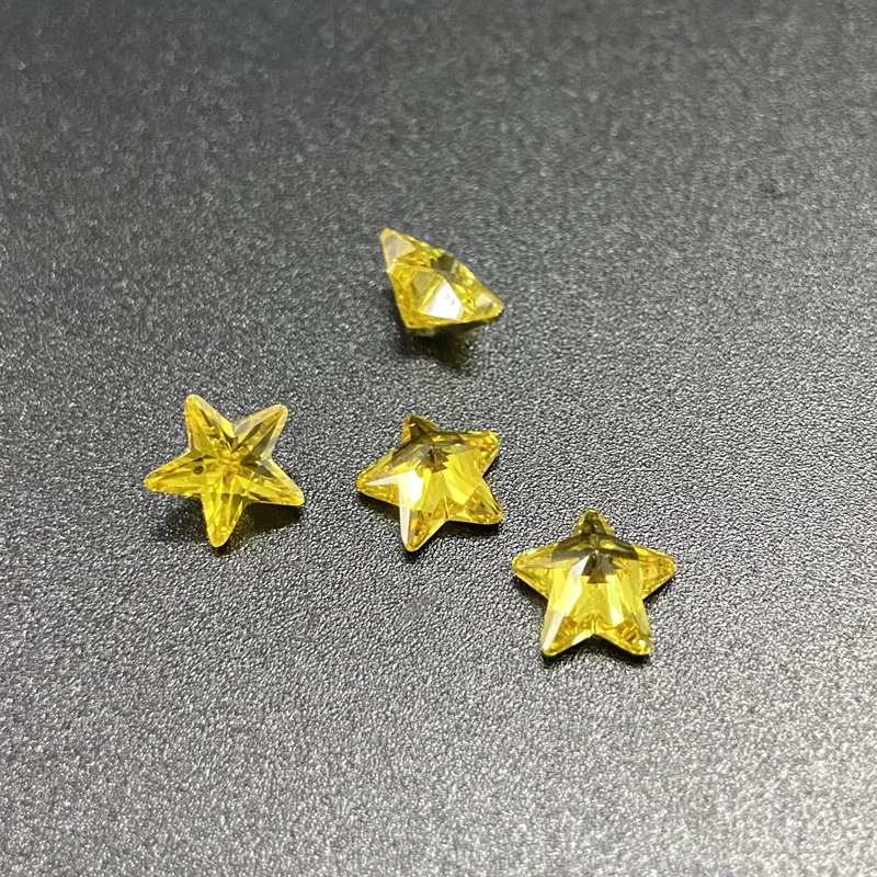 Size 3x3mm~10x10mm 5A Quality Star Shape Golden Yellow Cubic Zirconia Stone Star Cut CZ Gems For DIY Jewelry Free Shipping