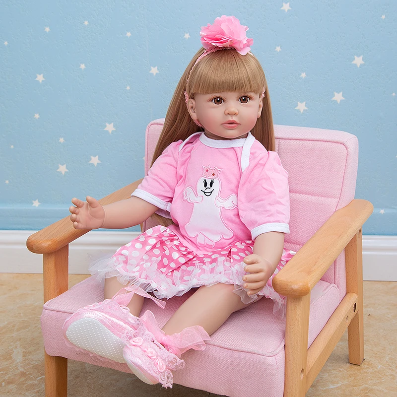 60CM Reborn Princess Toddler Doll Baby Girl Doll with Ultra Long Blonde Hair Doll Christmas Gift Collectible Doll