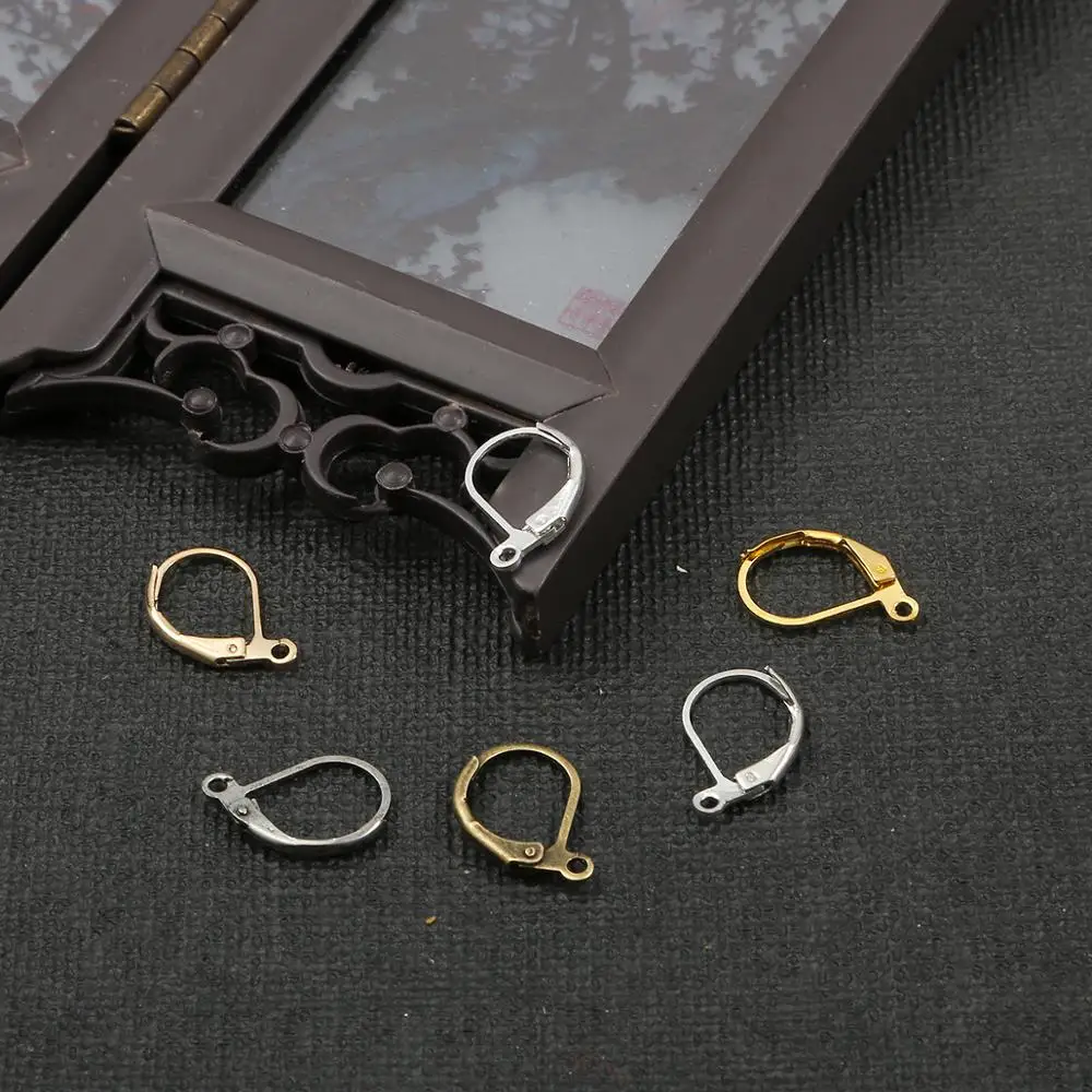 10pcs 10*16mm Copper Hypoallergenic Rose Gold French Earring Hooks Wire Ear Clasps Settings Base for DIY Jewelry Making