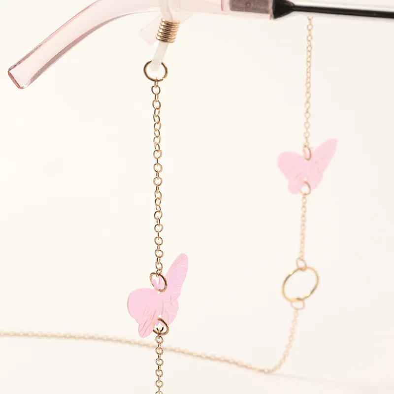 Minimalist Pink Butterfly Chain Eyeglass Chain Lanyard Reading Glasses Chains Women Accessories Sunglasses Hold Straps Cords