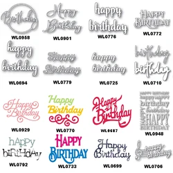 2022 New Arrival Metal Happy Birthday Phrase Word Letter Cutting Dies for Scrapbooking Greeting Card Making Stencils Paper Craft