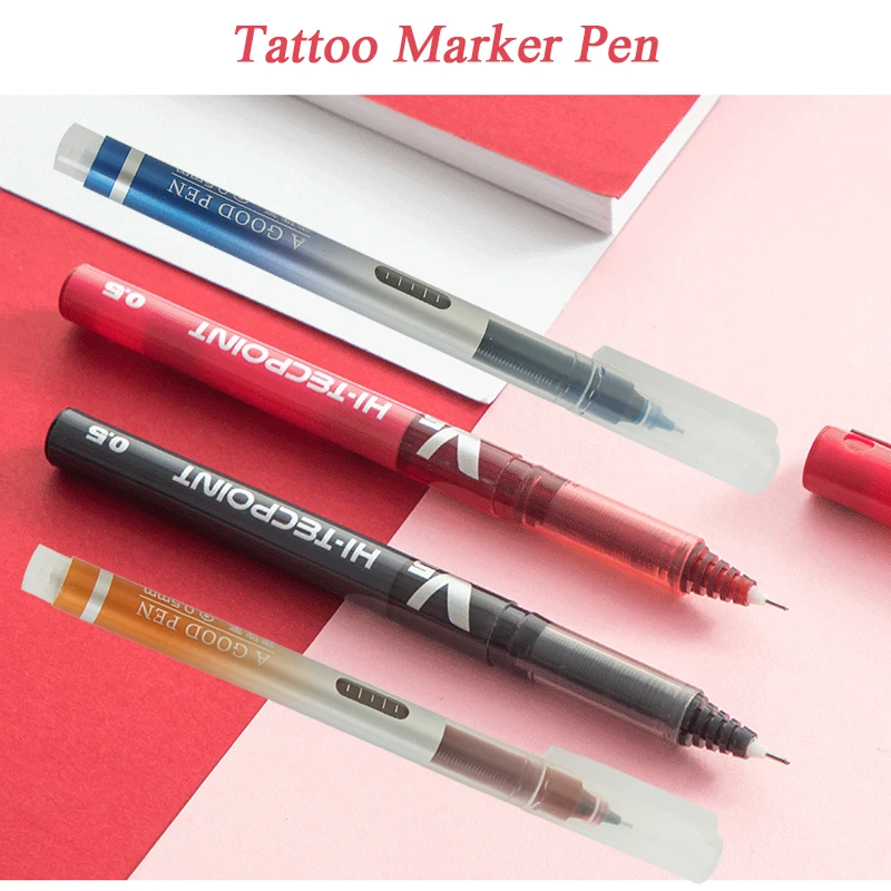 

Microblading Skin Marker Pen Tattoo Marker Pen Black Red Color for Permanent Makeup Eyebrow Lip Tattoo Accessories Supplies