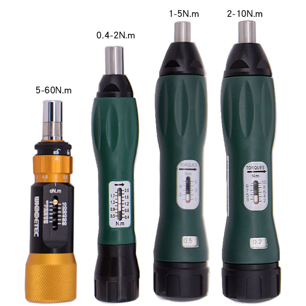 

WISRETEC High exactness Adjustable Torque Screwdriver 0.4-10NM -1/4inch Hex hole Reach the preset value and skid