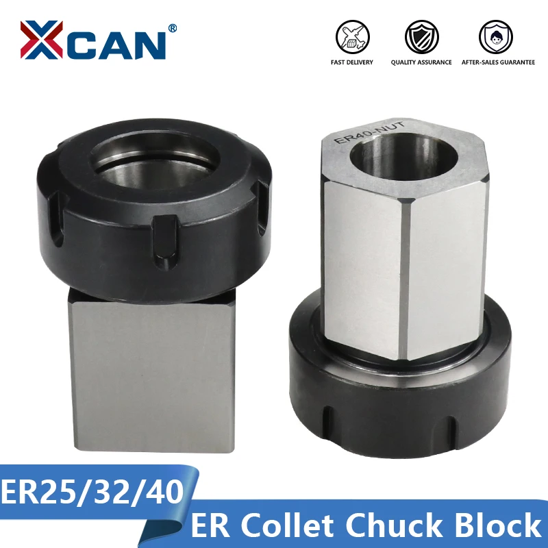 XCAN ER Collet Chuck Block ER25 ER32 ER40 Square/Hex Spring Chuck Collet Holder for CNC Lathe Engraving Cutting Machine