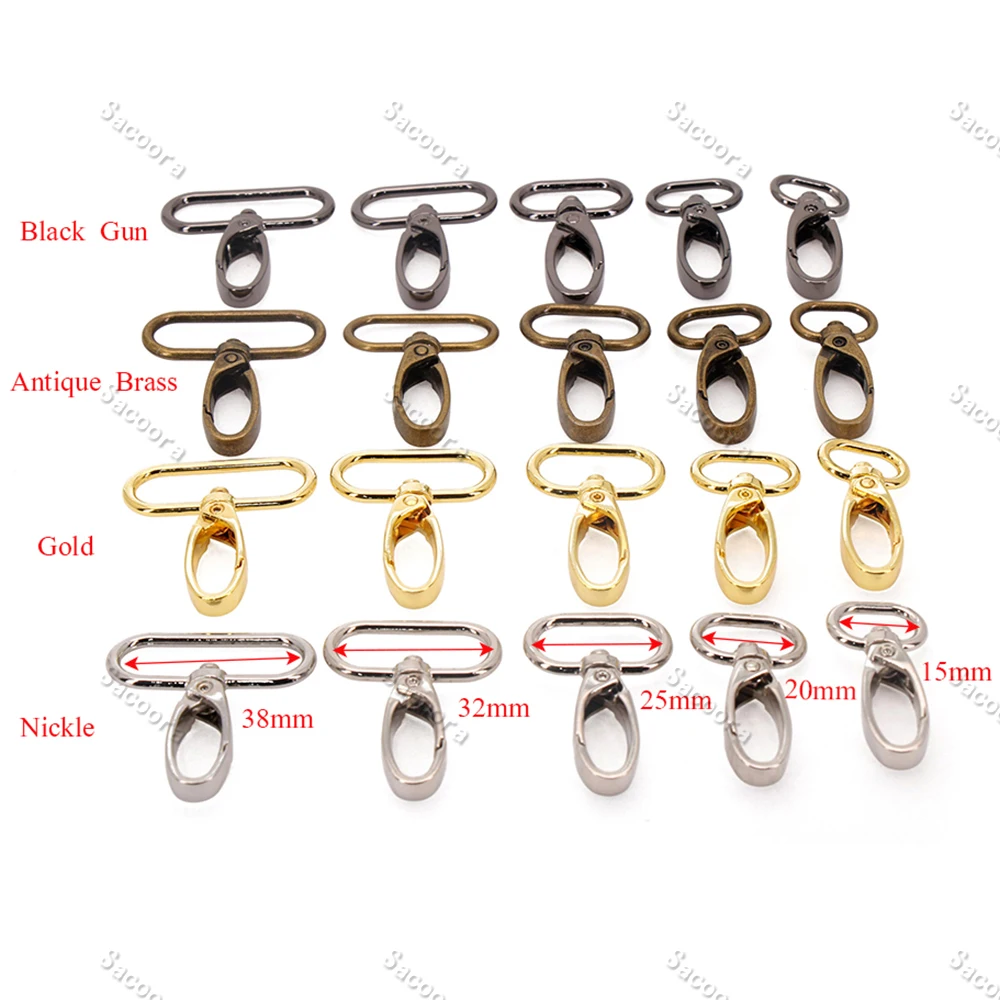 5pcs 15/20/25/32mm/38mm Metal Snap Hook Lobster Clasp Collar Carabiner Belt Buckles DIY KeyChain Bag Part Accessories 4 Colors