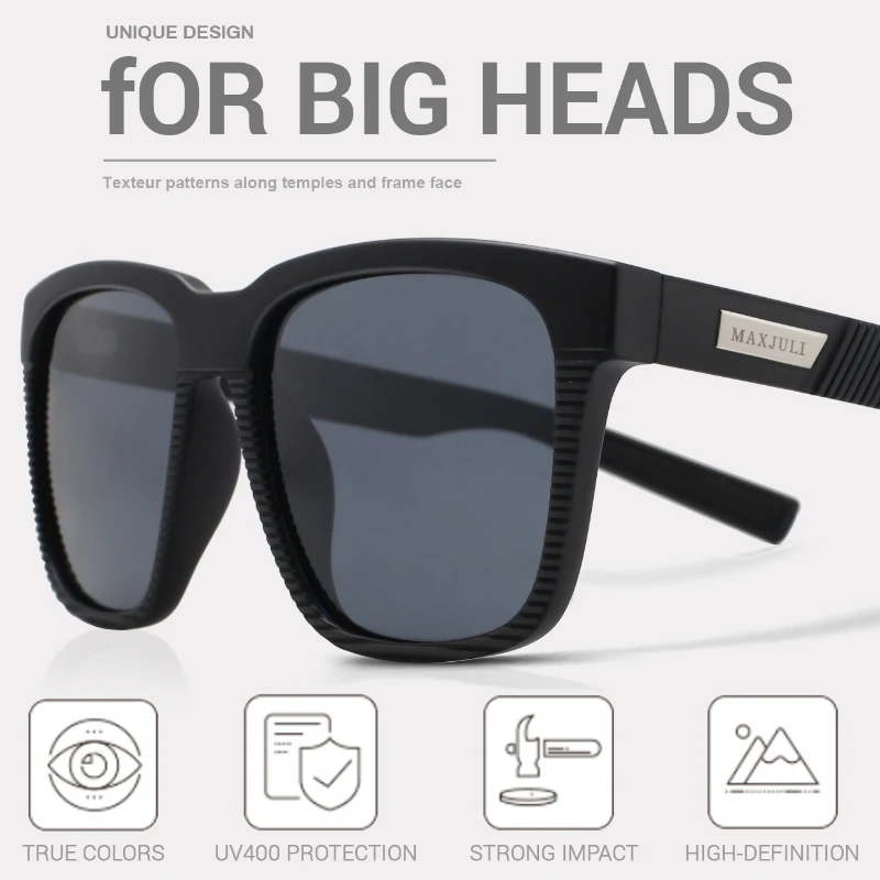 JULI Quadratische, übergroße, polarisierte Sonnenbrille für große Köpfe, Herren, Retro, Vintage, XXL, supergroße Sonnenbrille, UV-Schutz, MJ8023 – Detail 5