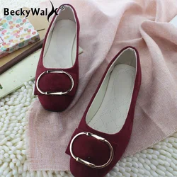 2023 New Summer Ladies Loafers Shoes Faux Suede Woman Flats Slip On Fashion Buckle Women's Flats Shoes WSH3610