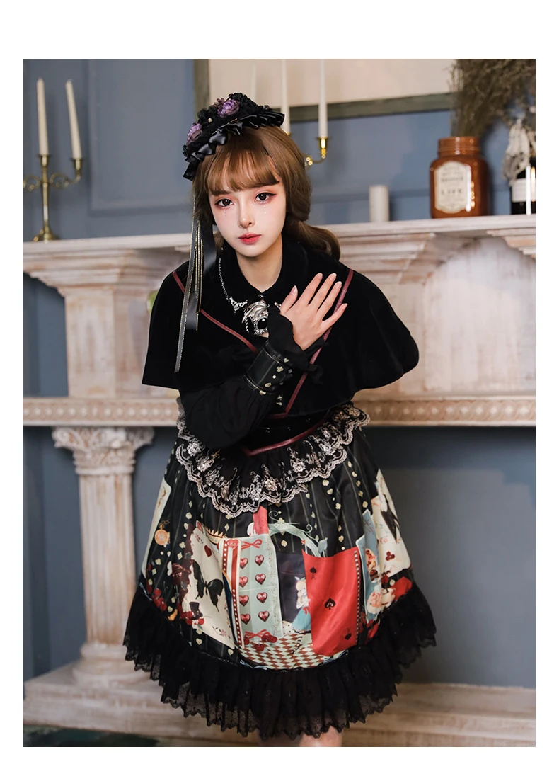 Gothic retro sweet lolita dress square collar cross bandage lace printing victorian dress kawaii girl gothic lolita op loli cos