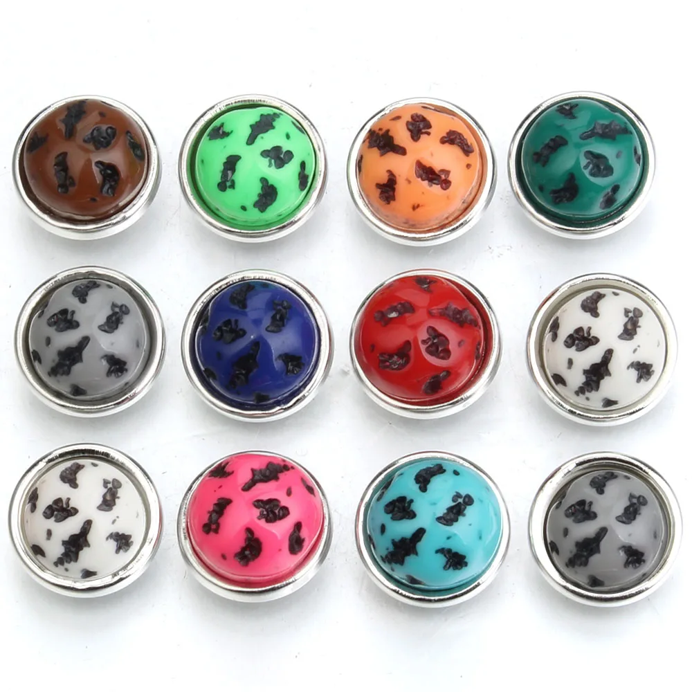 10pcs/lot Wholesale 12mm Resin Snap Button Jewelry Fit Snap Bracelet Bangle Necklace Mini 12mm Snap Buttons DIY Jewelry