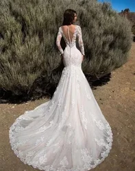 Sexy Sweetheart Mermaid Wedding Dress Customized Buttons Back Lace  Applique Bride Gown Vestidos De Novia robe mariée