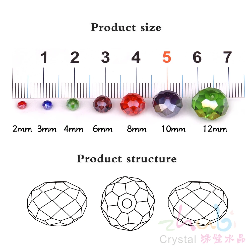 Glass Rondelle Beads AB 2/3/4/6/8/10/12MM Crystal Round China Jewelry Crafts Bead DIY Making Accessories Wholesale In Bulk