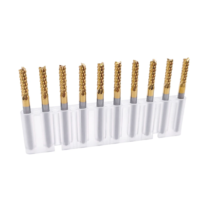 10pcs 0.6-3.175mm Carbide PCB Corn Milling Cutter Set 3.175mm Shank PCB Machine Engraving Bit End Mill Milling Cutter For Metal