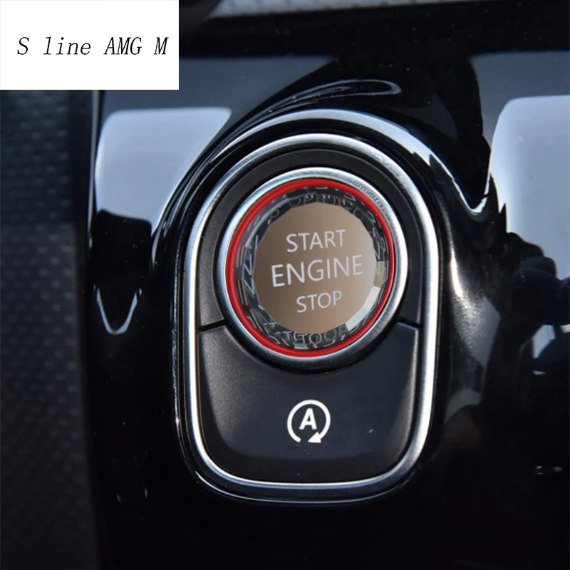 Car styling ENGINE START STOP switch button Cover Stickers For Mercedes Benz A Class W177 GLE W167 GLB Interior Auto Accessories