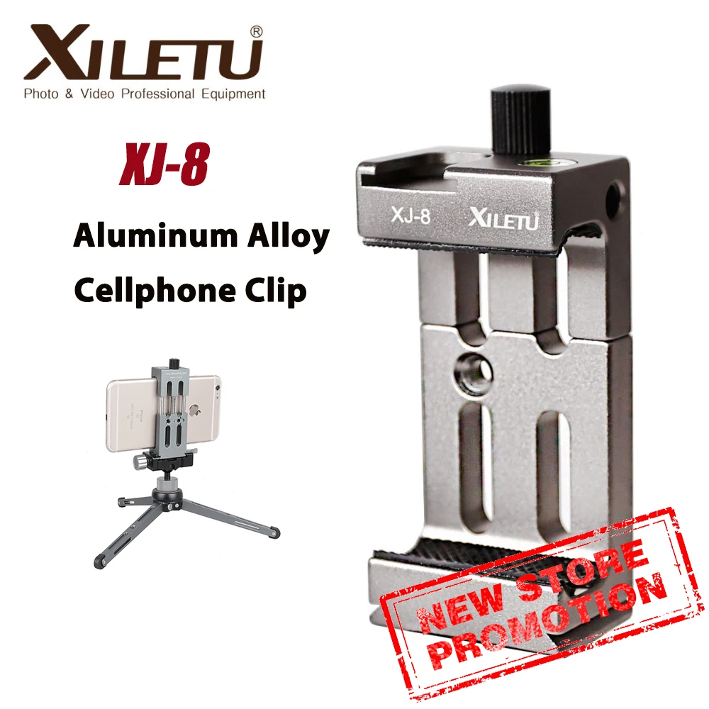 

XILETU XJ-8 Multifunctional Cellphone Holder Clip Tripod For Phone Flashlight Microphone With Spirit level and Cold Shoe Mount