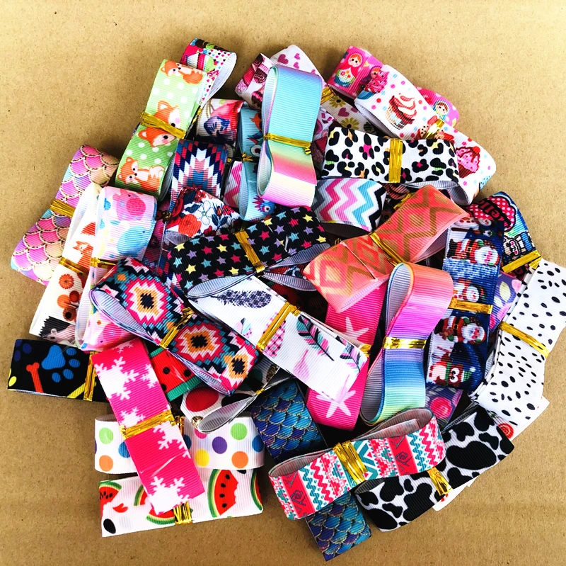 DHK 10yards Mixed Randomly Cartoon Printed Grosgrain Ribbon Accessory Hairbow Headwear Decoration DIY Wholesale Craft S1424