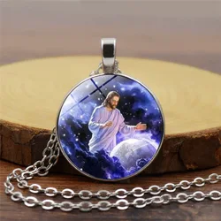 Jesus Dome Glass Necklace Christian Jewelry European and American Pendant Necklace Religious Accessories
