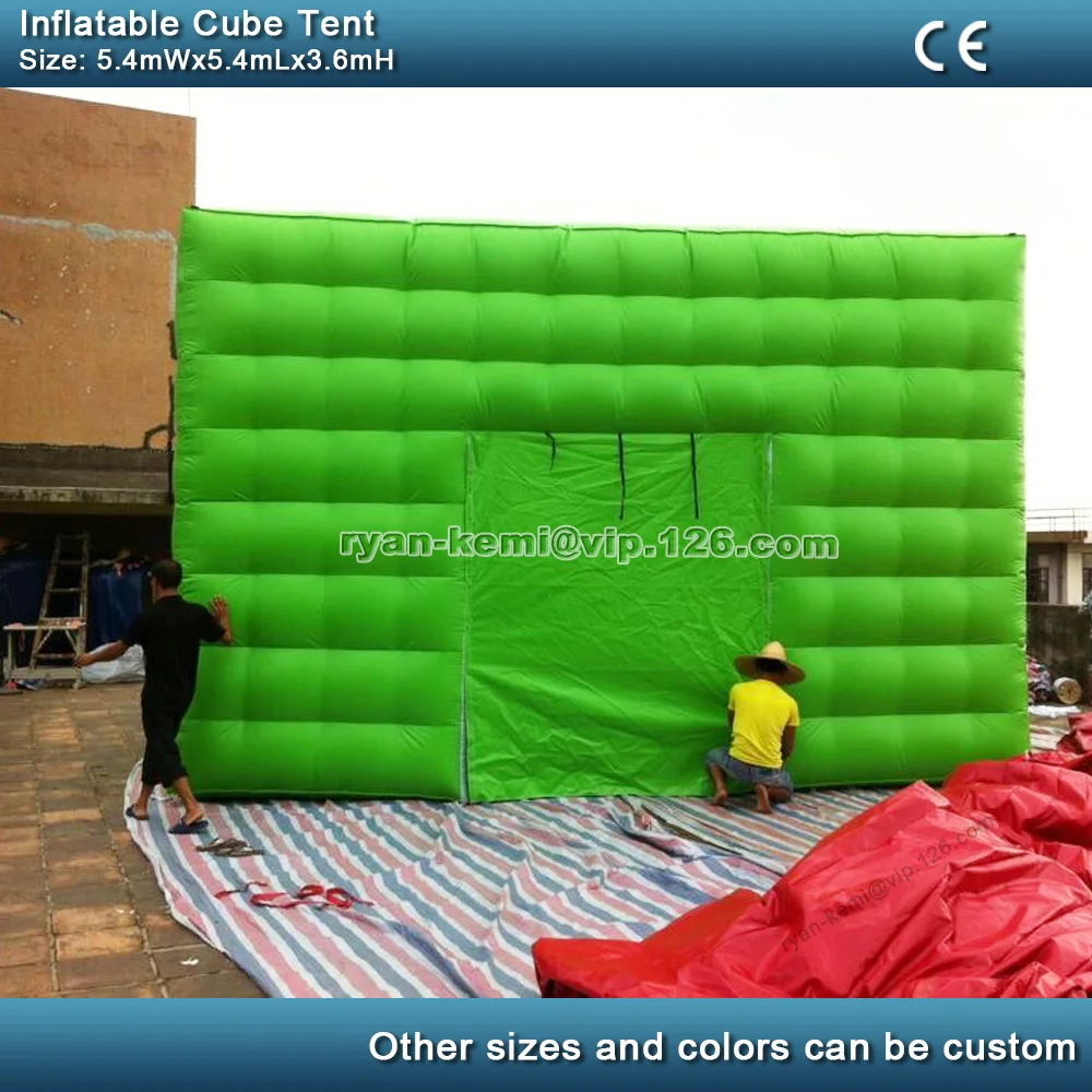 5.4mWx5.4mLx3.6mH Green Inflatable Cube Tent For Party Square Room Outdoor Inflatable Events Cover Marquee Large Photo Booth