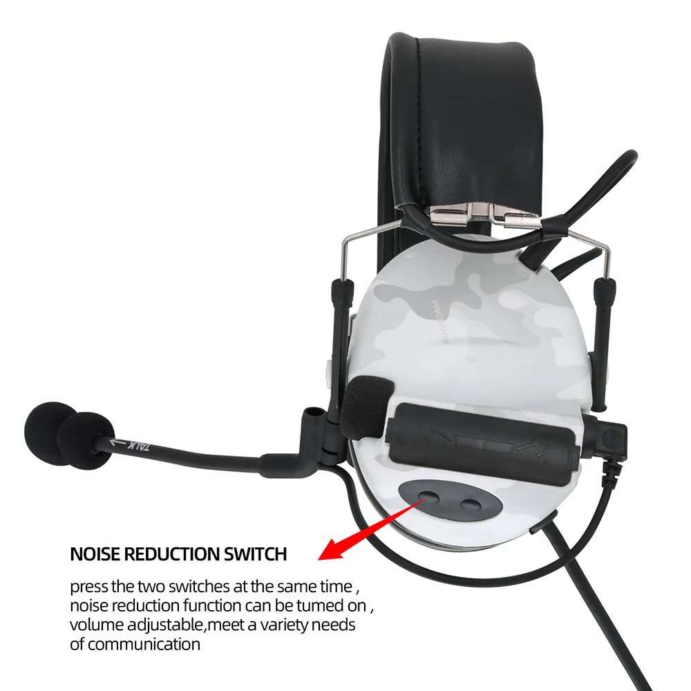 Pick-up Airsoft tactique, réduction du bruit, écouteurs de Protection auditive pour tir (Camouflage blanc)