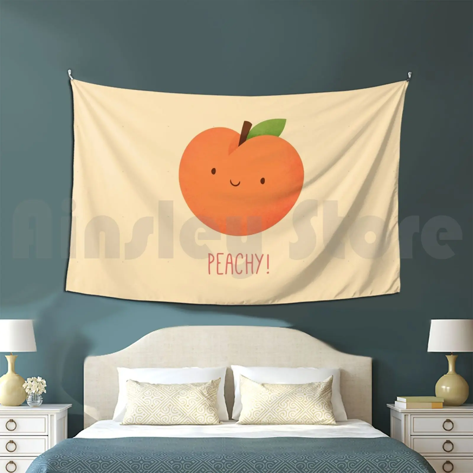 Peachy! Customized Tapestry Peach Peachy Food Foodie Eat Fruit Fruity Friend Best Friend Yum Yummy