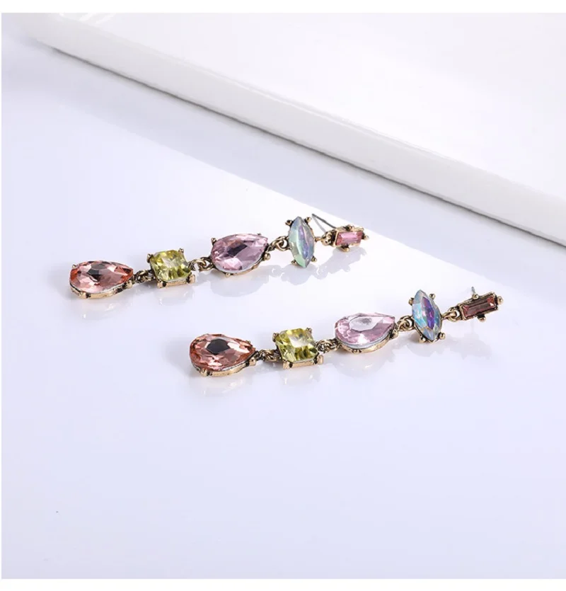 Wholesale Colorful Crystals Long Drop Earrings For Women Fine Jewelry Accessories Natural stone tassel earrings Bijoux wedding