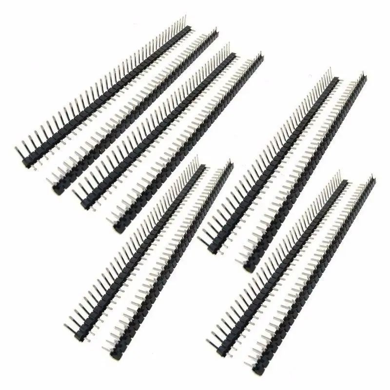 10PCS 40 Pin Single Row Male 2.54 Breakable 40Pin Header 40P Connector Strip for Arduino Black