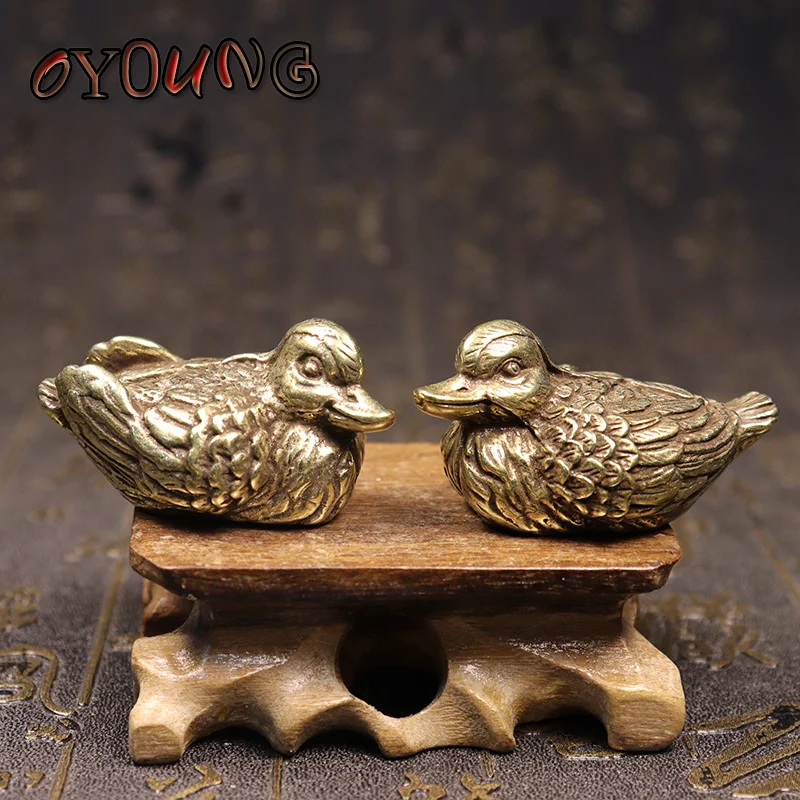 

Латунная пара мандарина, уникальное цельное медное животное, домашнее украшение для свадьбы, вечеринки, годовщины