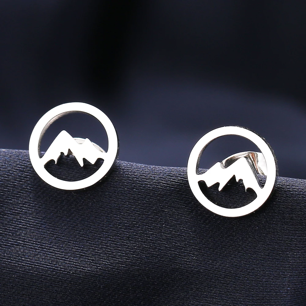 Stainless Steel Earrings Contour Mountain Fashion Stud Earrings Classic Simple Earrings For Women 2022 Jewelry Wedding Party NEW