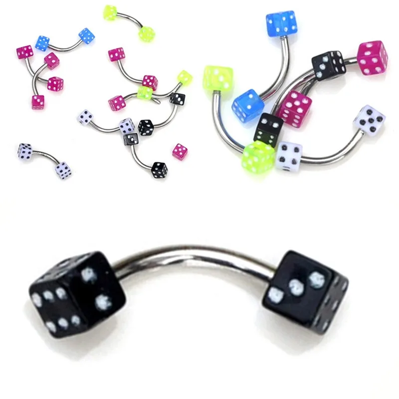 

5Pcs Dice Shape Button Rings Women Navel Ring Surgical Steel Pins Punk Lip Eyebrow Bar Ring Piercing Body Jewelry