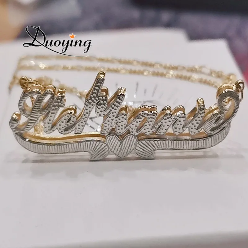 DUOYING Custom Double Gold plated Nameplate 3D Necklace Personalized Zirconia Choker 2020 New Style For Women Necklace Jewelry