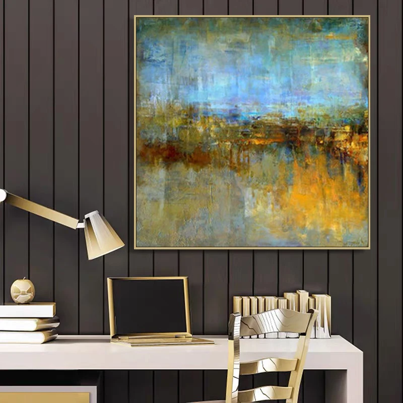 Texture Landscape Wall Art Pic, 100% Hand Painted, Modern Abstract Oil Painting, On Canvas for Living Room, Home Decor, No Frame