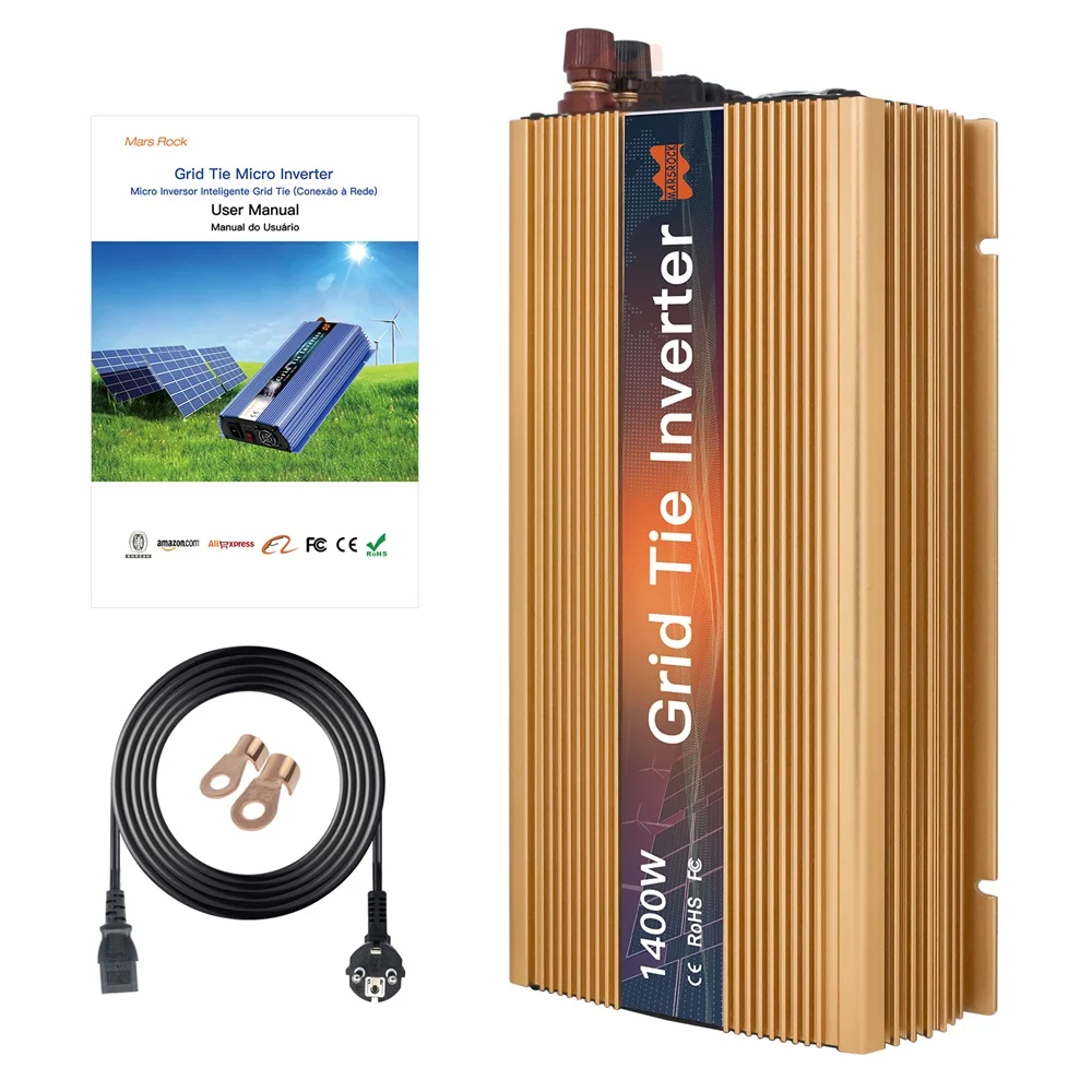 

Mars Rock 1400W On Grid Tie Microinverter Micro Solar Inverters 10.5 - 50V DC to AC 90 - 140V or 190 - 260V MPPT