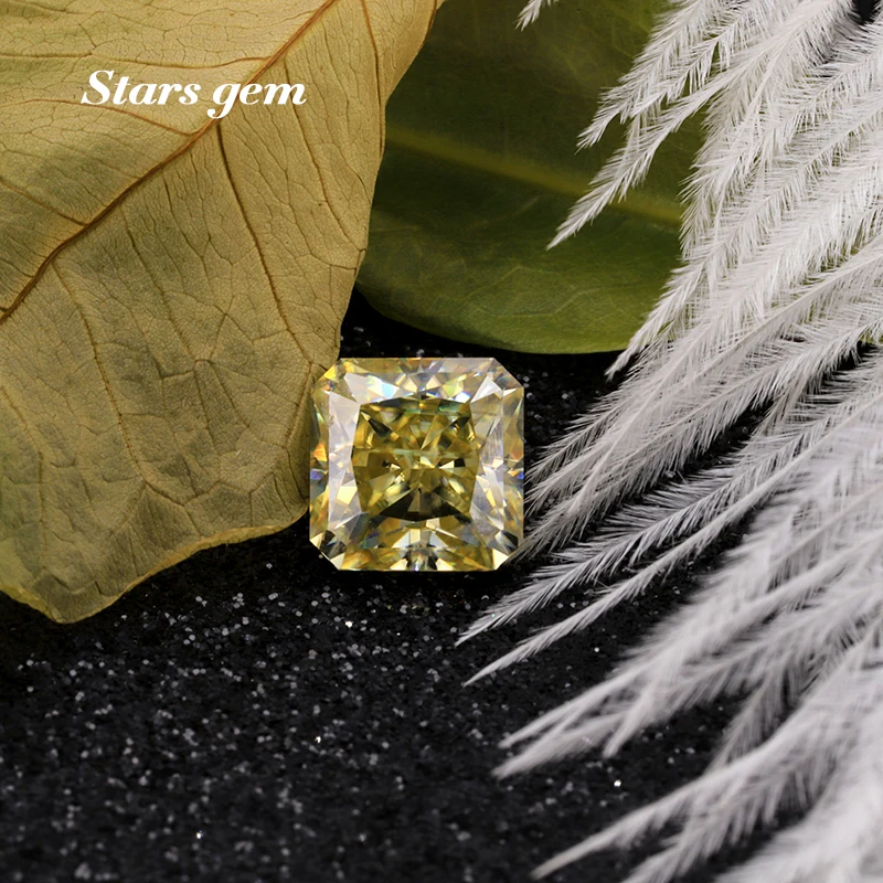 

1-7ct Yellow Color Octagon Radiant Cut Loose Moissanites Gemstone for Ring Pendant Making