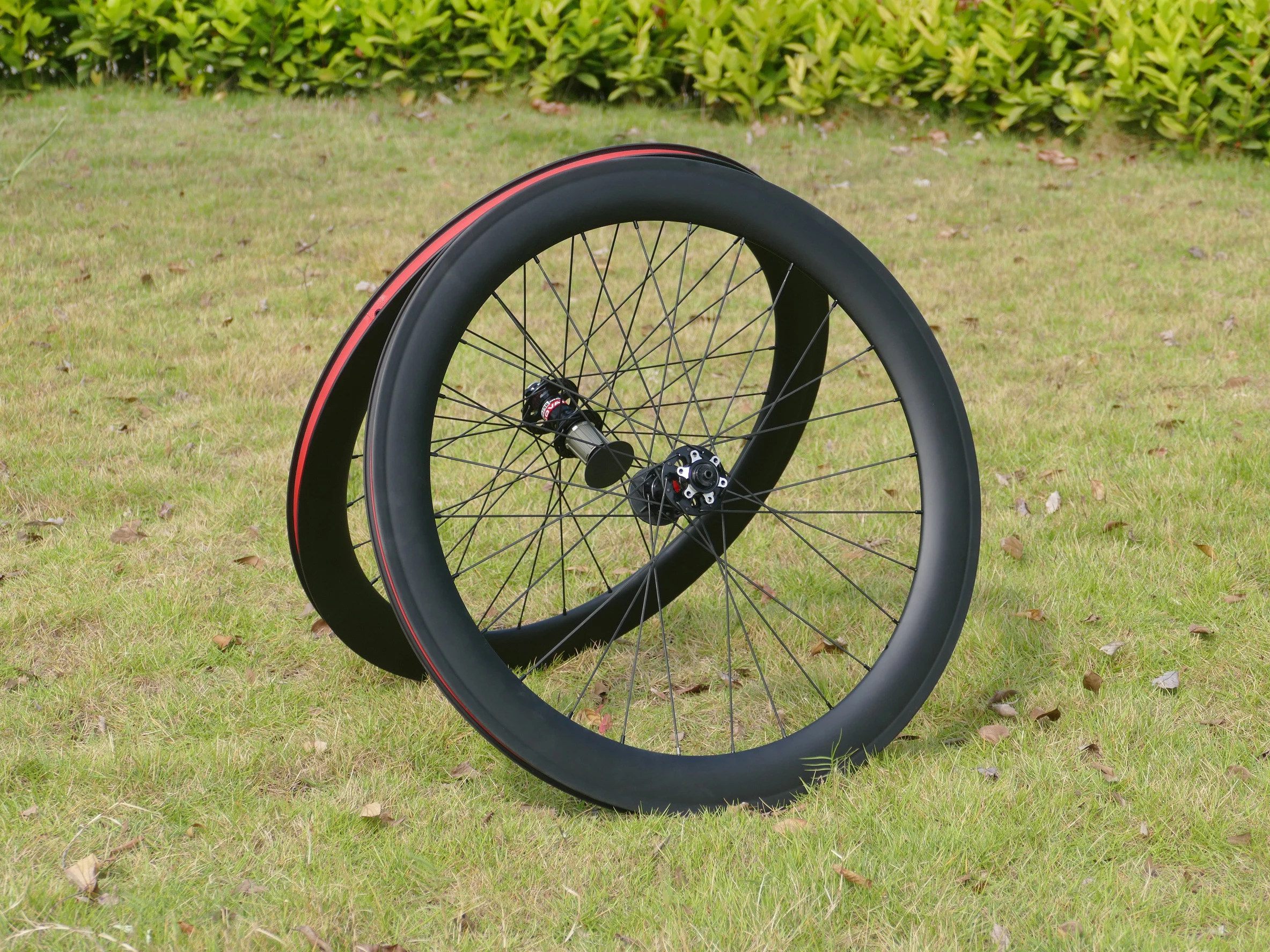 Full Carbon Road Bike Wheelset ( Disc Brake ) - 1 Pair Thru Axle Wheel Rim 38/50/60mm Front Axle 100*12mm / Rear Axle  142*12mm