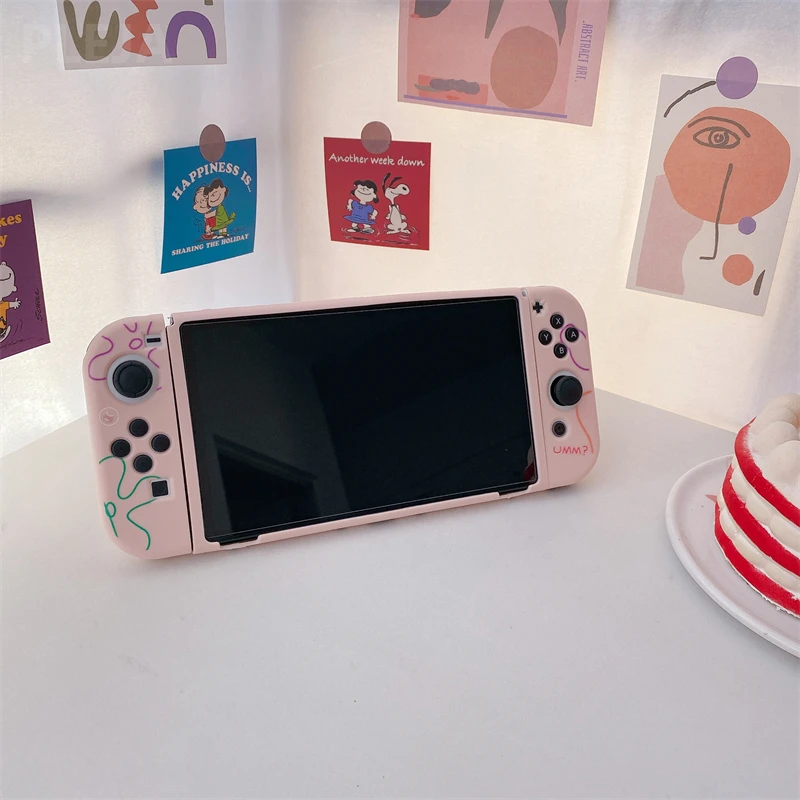 Sevimli karikatür oyun konsolu kılıfları Nintendo Nintendo anahtarı OLED NS NX koruyucu kapak TPU silikon kılıf için anahtarı aksesuarları