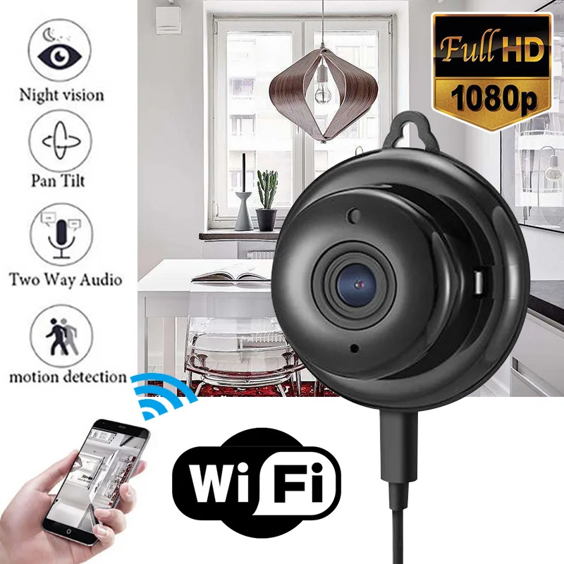 Casa inteligente mini câmera hd 1080p sem fio wifi ip câmera de proteção segurança cctv visão noturna infravermelha com slot para cartão sd áudio