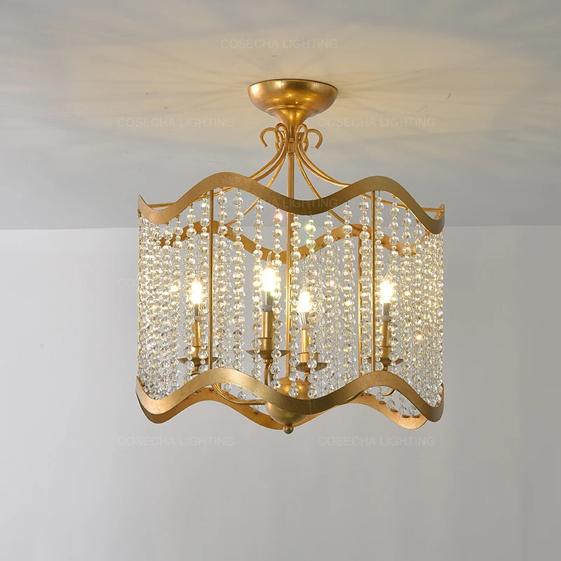 K9 crystal beads chandeliers gold lighting kitchen fixtures in bedroom hallway elegant drop chandelier for wedding princess room