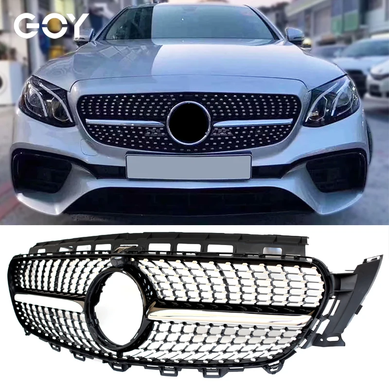 

ABS Black Silver Replacement Diamonds Grille Fit For Mercedes E Class W213 S213 A238 C238 2017 - 2019 (for ANG Package Only)