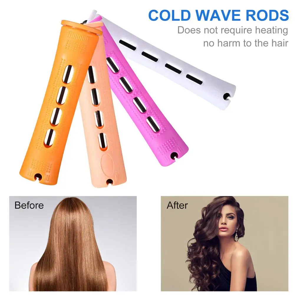 40Pcs Hair Perm Rods Curved Perm Rods Rubber Band Hair Curlers Roller With Lid Hair Curlers Curly Twist DIY Hair Styling Tools