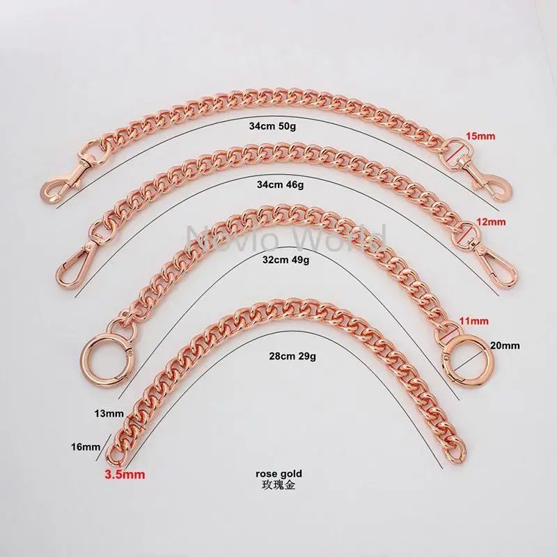 Rose Gold 60-120cm 13mm Rolled Light Weight Alumium Chain Rose Gold Metal Chain For Handbags Crossbody Bags