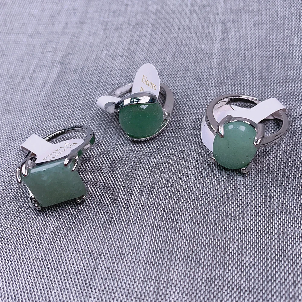 Natural Semi-precious Stones Mixed Style Green Aventurine Ring Fashion Charm Jewelry Gift