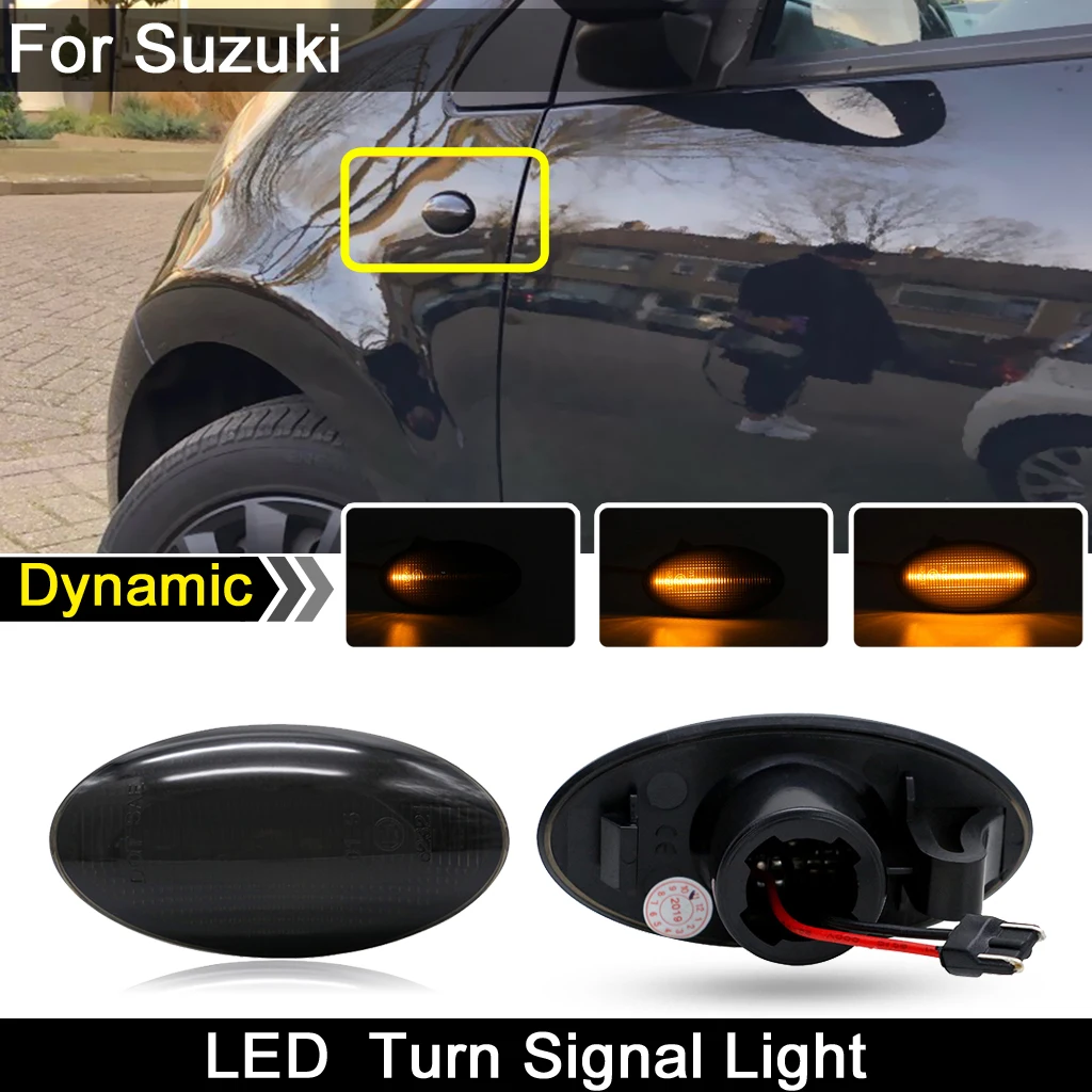 

For Suzuki Grand Vitara Splash Swift SX4 Jimny APV Opel Fiat Smoked Lens LED Side Marker Light Dynamic Amber Turn Signal Lamp