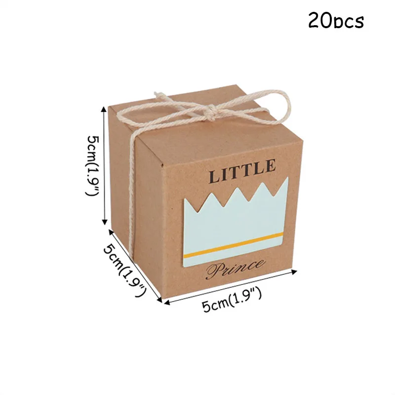 20pcs Cute Princess Prince Kraft Paper Candy Box Baby Shower Gifts For Guests Babyshower Boy Girl 1st Birthday Gift box Party
