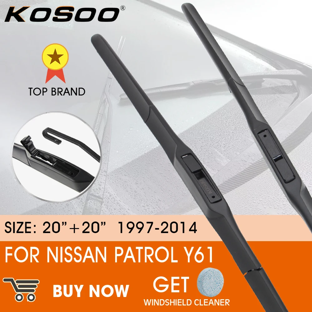 

KOSOO Car Wiper Blade For NISSAN Patrol Y61 1997-2014 LHD / RHD Front Window Windshield Windscreen Wiper Blades 20" + 20"