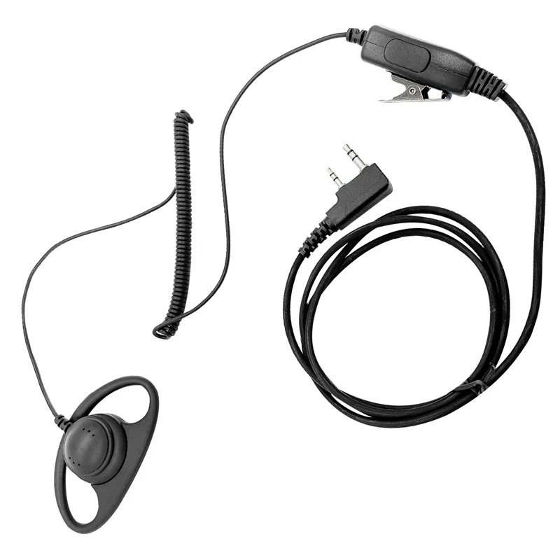 D Shape Earpiece Headset with Big PTT for Walkie Talkie,Compatible with Baofeng, Kenwood, Arcshell V-5R, BF-F8HP, BF-888, 2 Pin